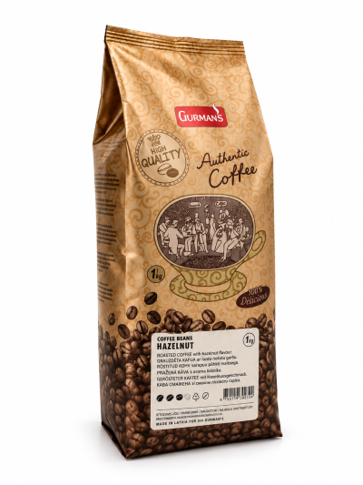 Kafijas pupiņas Gurmans ''Hazelnut'' 1kg